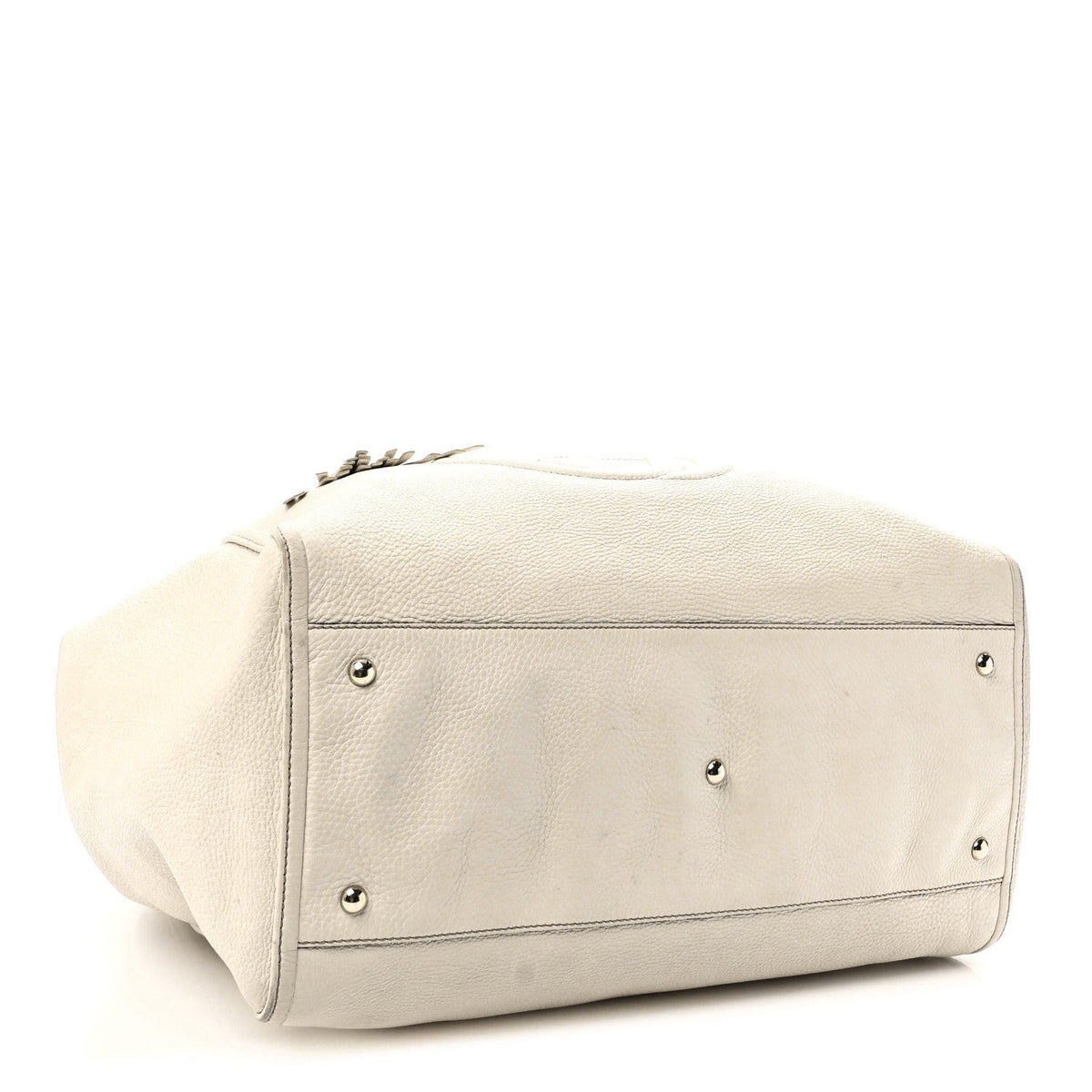 Pebbled Calfskin Large Soho Shoulder Bag Off White