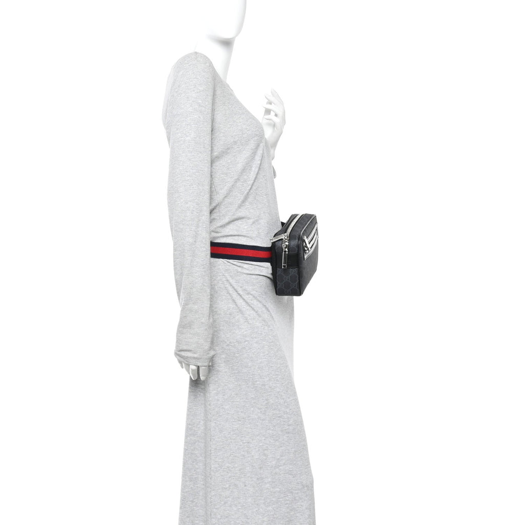 Soft GG Supreme Monogram Web Belt Bag Black Grey