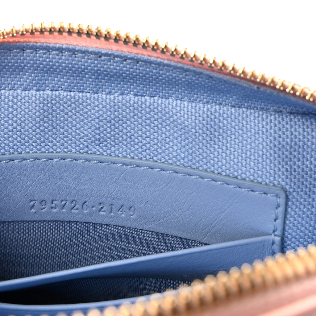 Dollar Calfskin Enamel Super Mini GG Marmont Chain Shoulder Bag Light Pink Blue