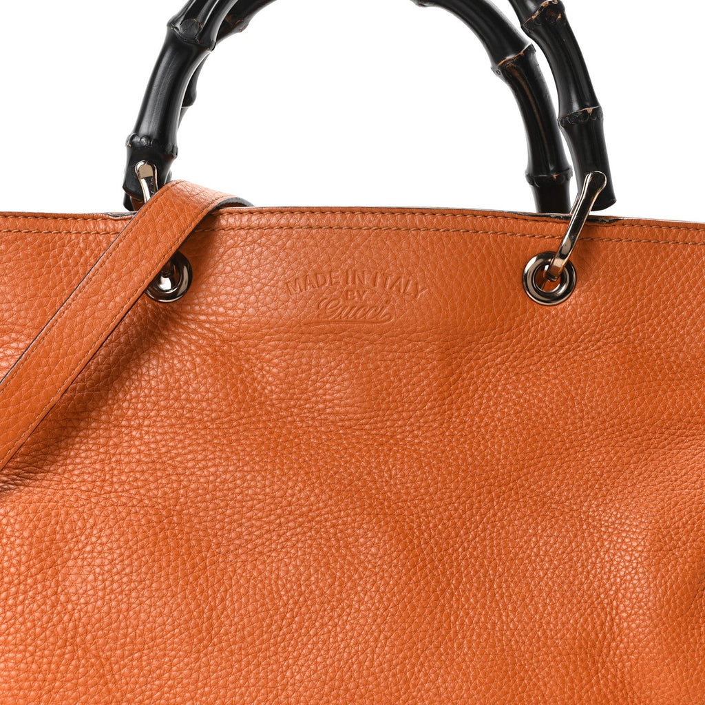 Cellarius Calfskin Large Bamboo Shopper Tote Orange