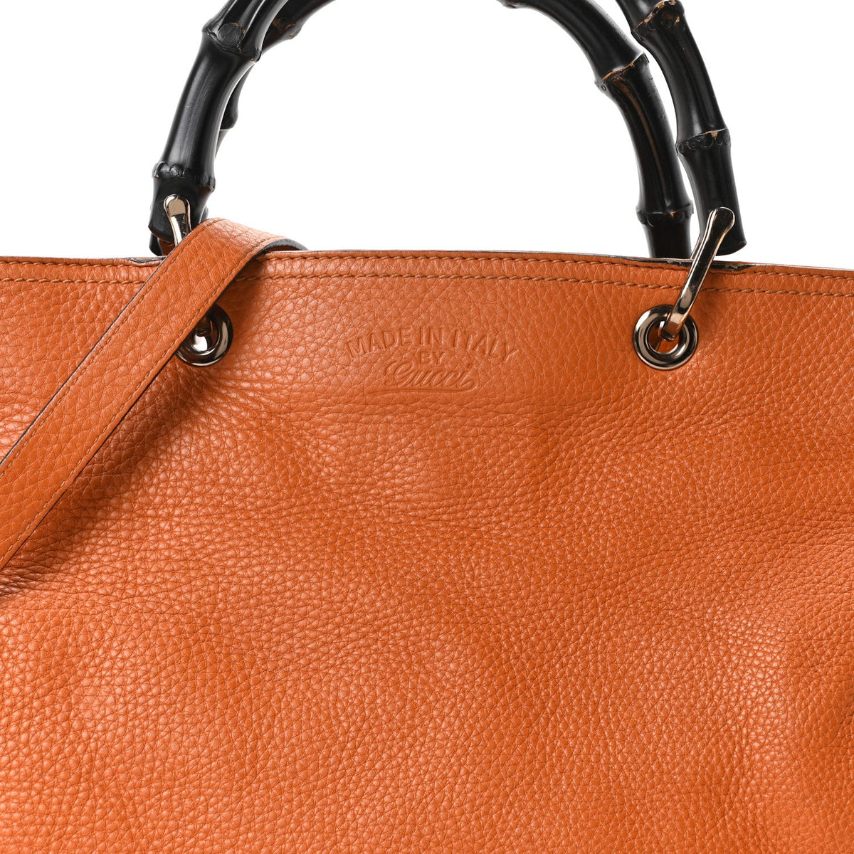 Cellarius Calfskin Large Bamboo Shopper Tote Orange