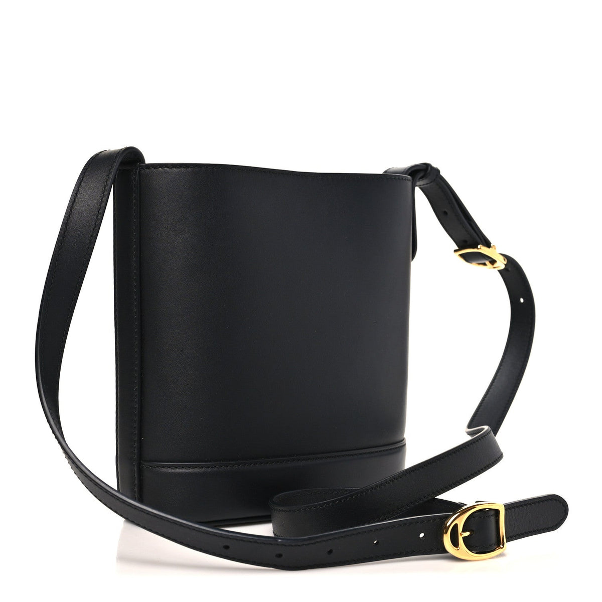 Arabella Calfskin Horsebit 73 Medium Bucket Bag Black