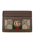 GG Supreme Monogram Textured Dollar Calfskin Ophidia Card Holder Beige Ebony New Acero