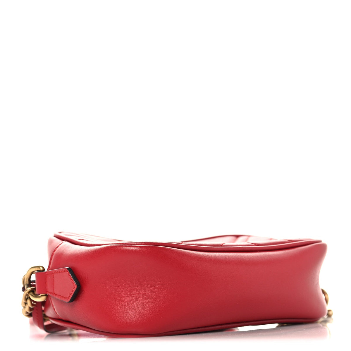 Calfskin Matelasse Mini GG Marmont Chain Shoulder Bag Hibiscus Red