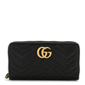 Calfskin Matelasse GG Marmont Zip Around Organizer Wallet Black