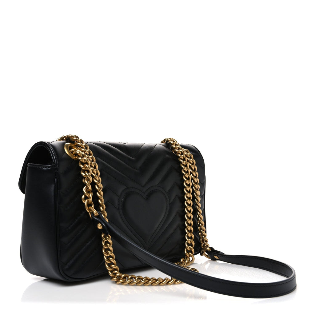 Calfskin Matelasse Small GG Marmont Shoulder Bag Black