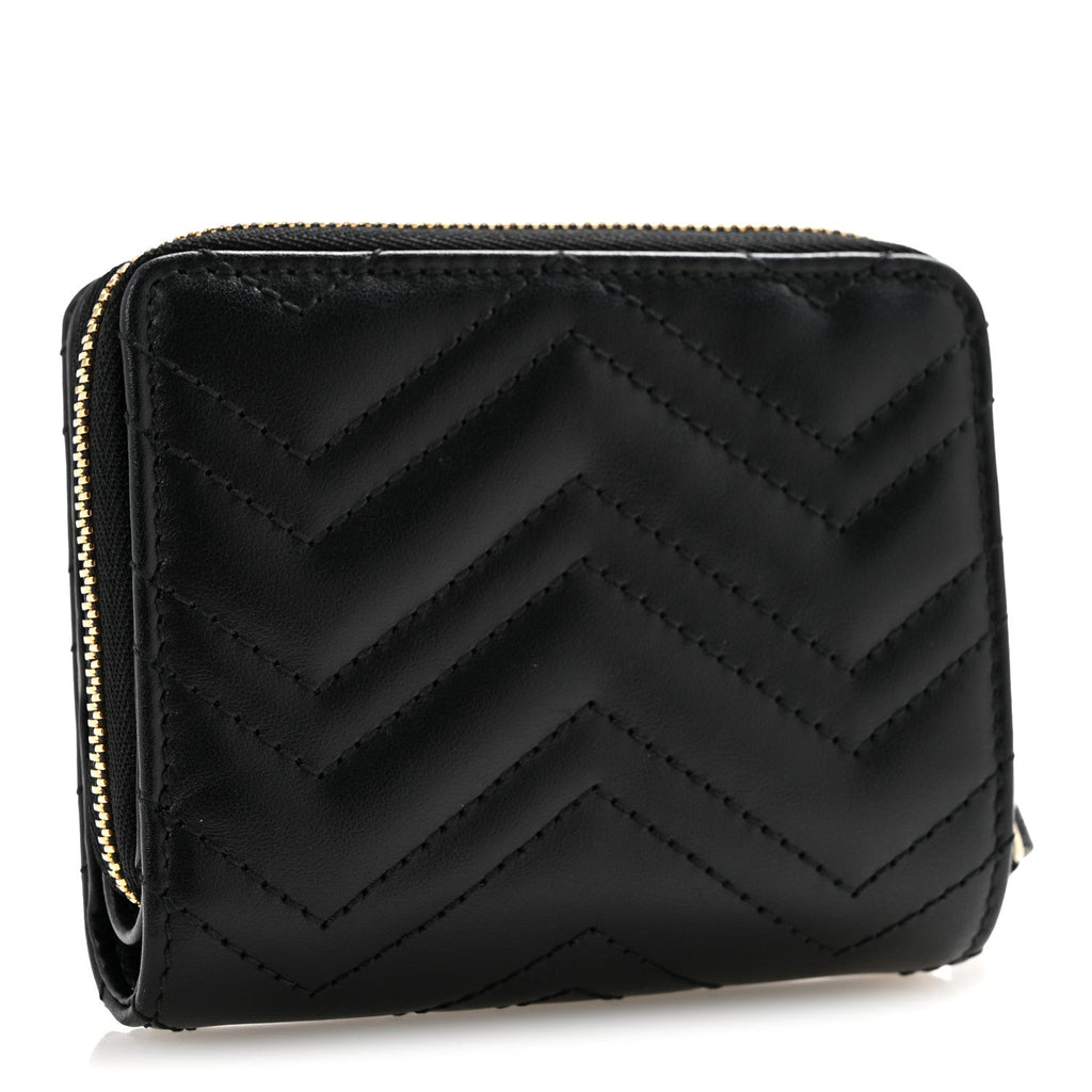 Calfskin Matelasse GG Marmont Compact Wallet Black