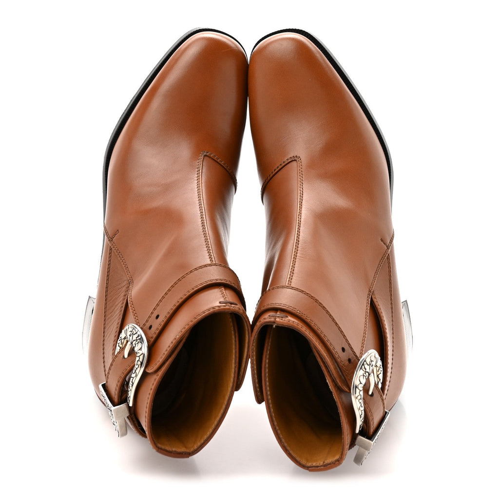 Calfskin Jakarta Buckle Boots 9 Cuir