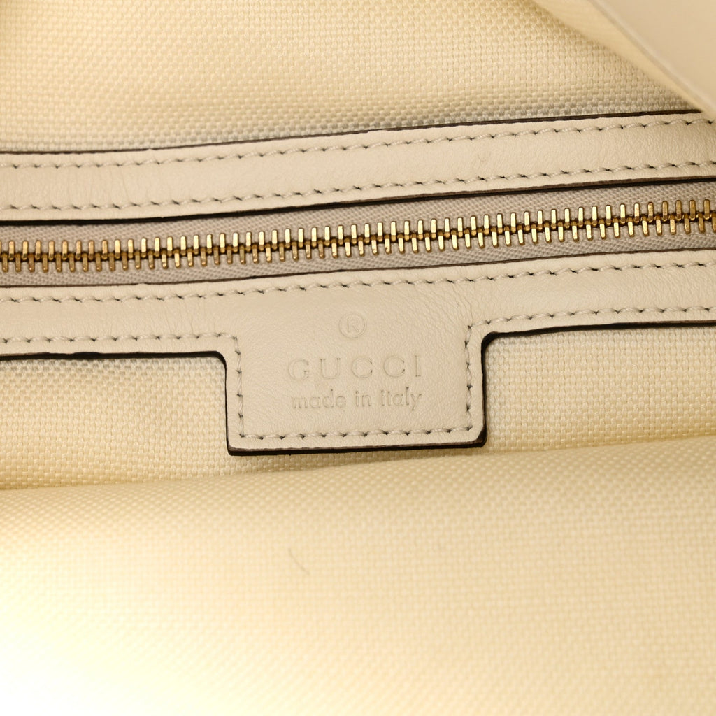 Calfskin Beatrix Horsebit Large Tote Bag Mystic White
