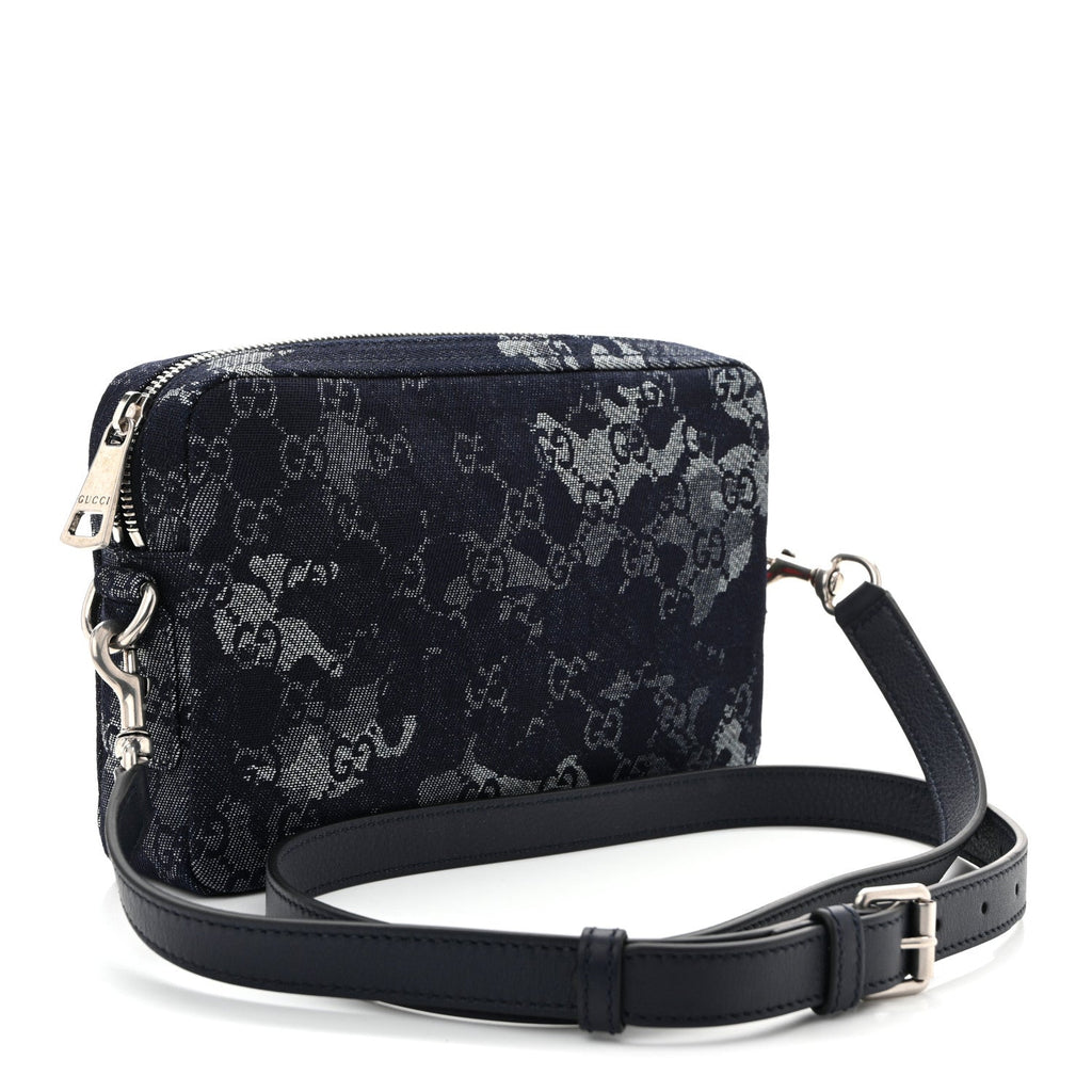 Denim GG Monogram Camouflage Small Crossbody Bag Blue