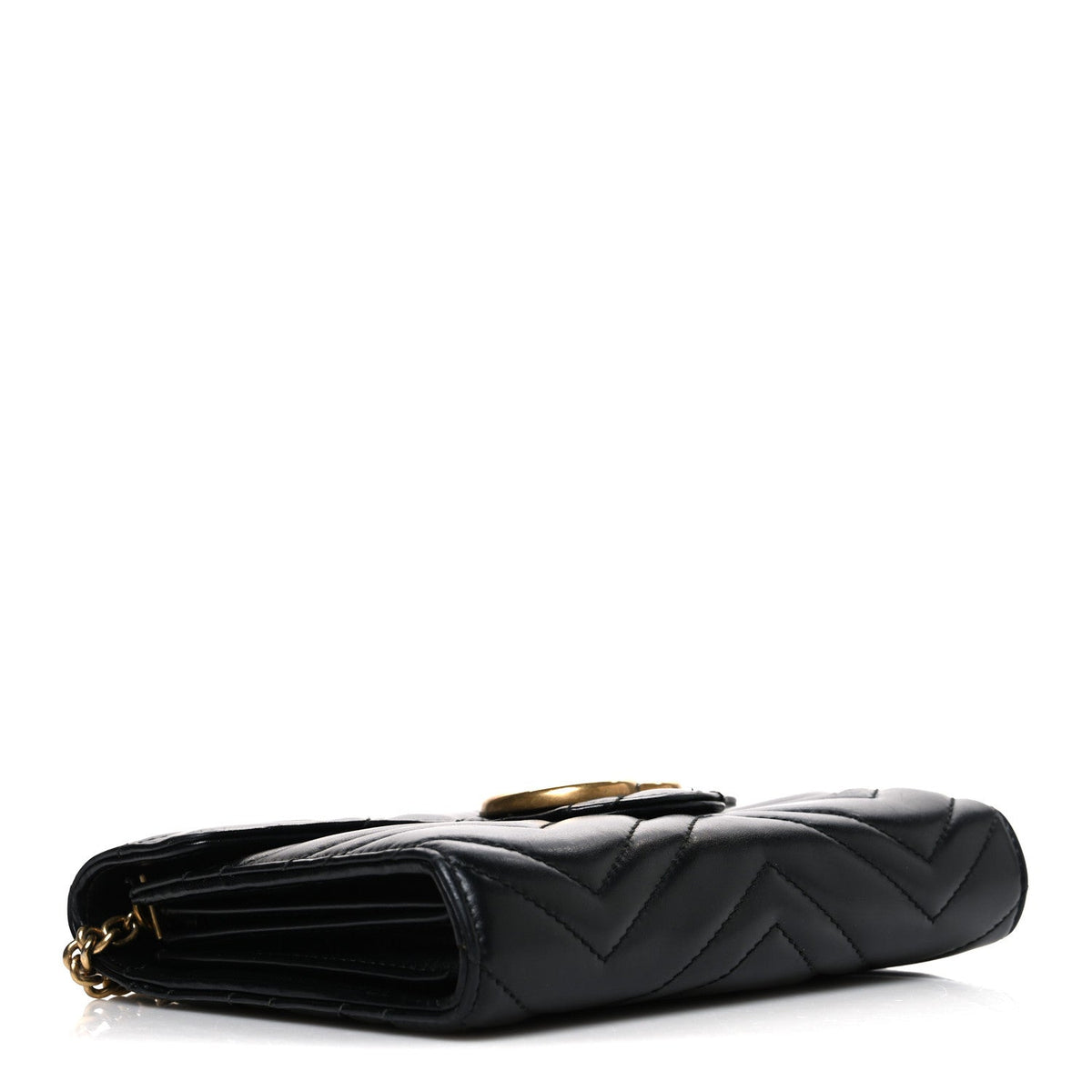 Calfskin Matelasse GG Marmont Chain Wallet Black