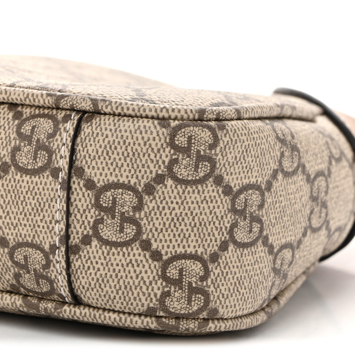 GG Supreme Monogram Textured Calfskin Small Emblem Shoulder Bag Beige Dark Brown