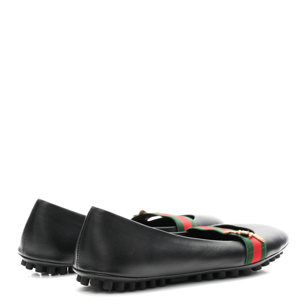 Calfskin Bayadere Bee Ballerina Flats 35.5 Black