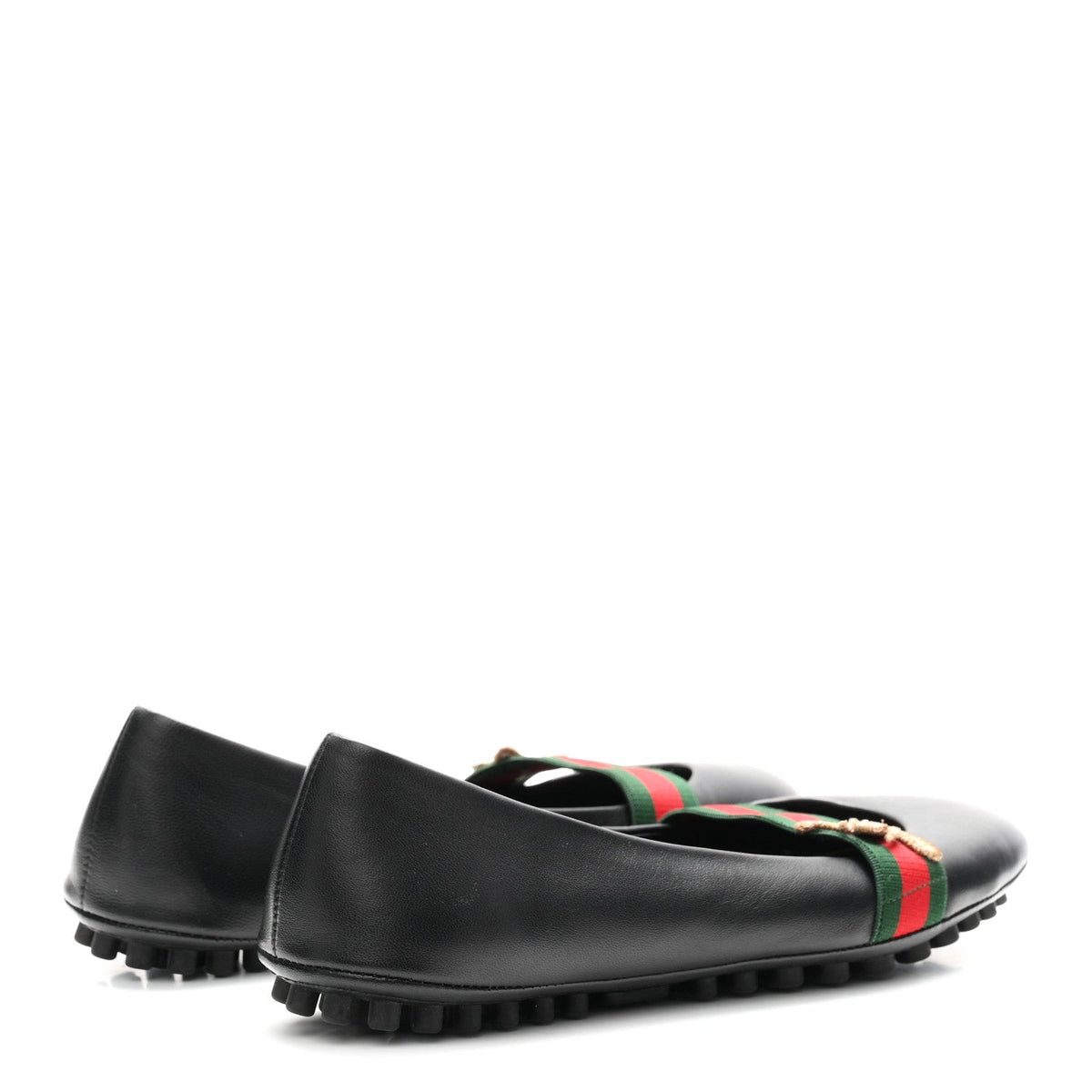 Calfskin Bayadere Bee Ballerina Flats 35.5 Black