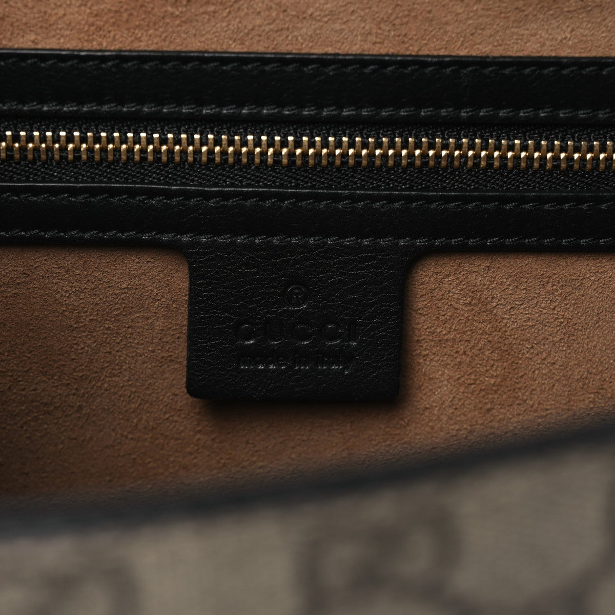 GG Supreme Monogram Calfskin Small Padlock Top Handle Bag Beige Black Cuir