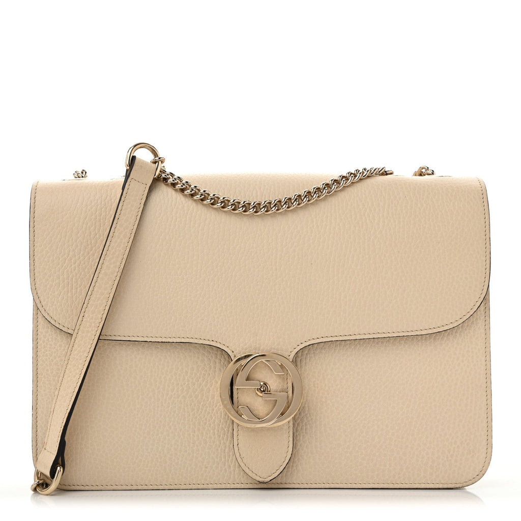 Dollar Calfskin Interlocking G Shoulder Bag Ivoire