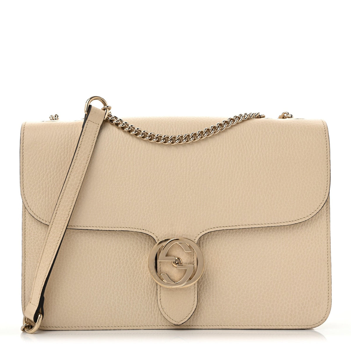 Dollar Calfskin Interlocking G Shoulder Bag Ivoire