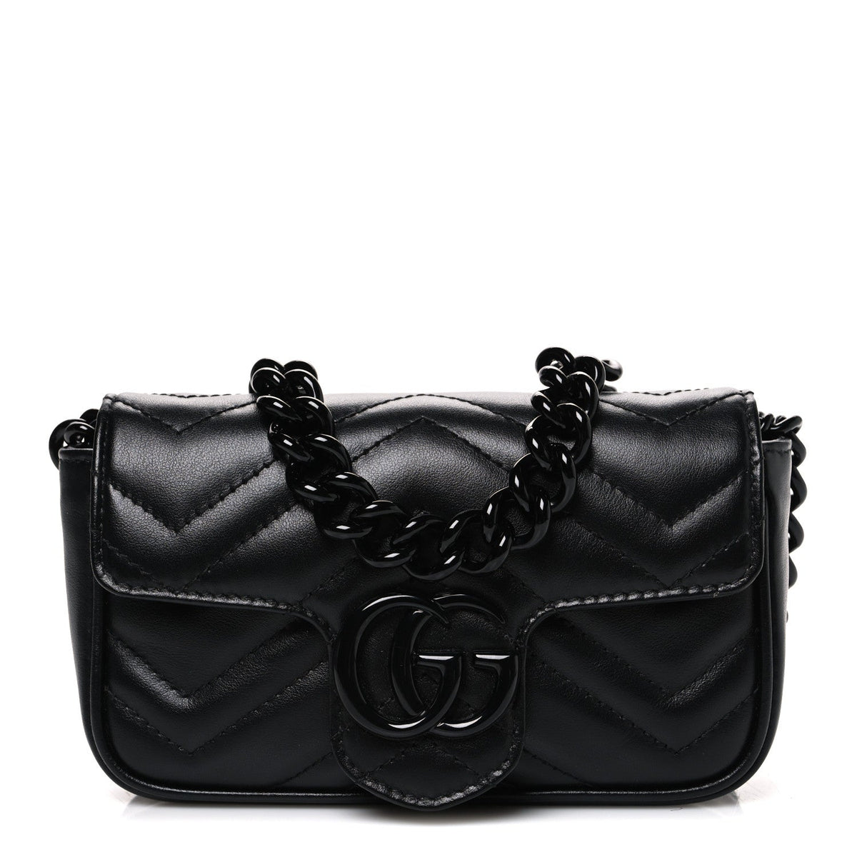 Calfskin Matelasse Monochrome GG Marmont Chain Belt Bag Black