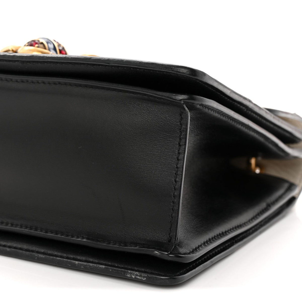Calfskin Sylvie Web Small Queen Margaret Top Handle Bag Black White