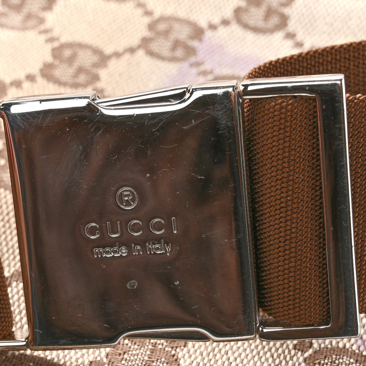 GG Monogram Web Double Pocket Belt Bag Ebony