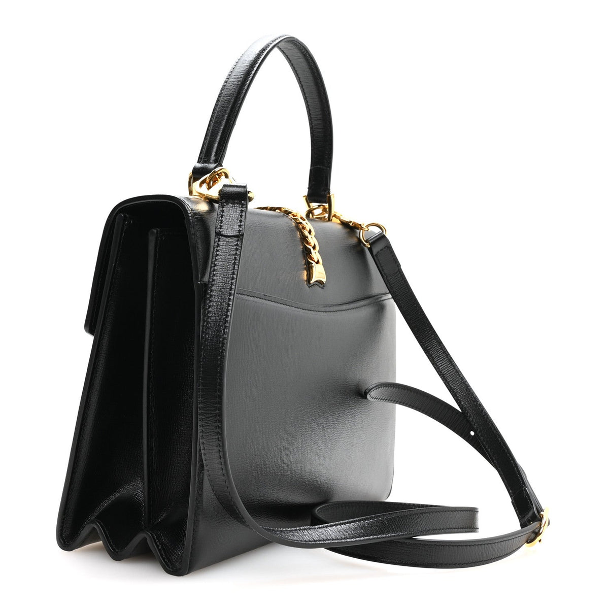 Azalea Calfskin Small Sylvie 1969 Top Handle Bag Black