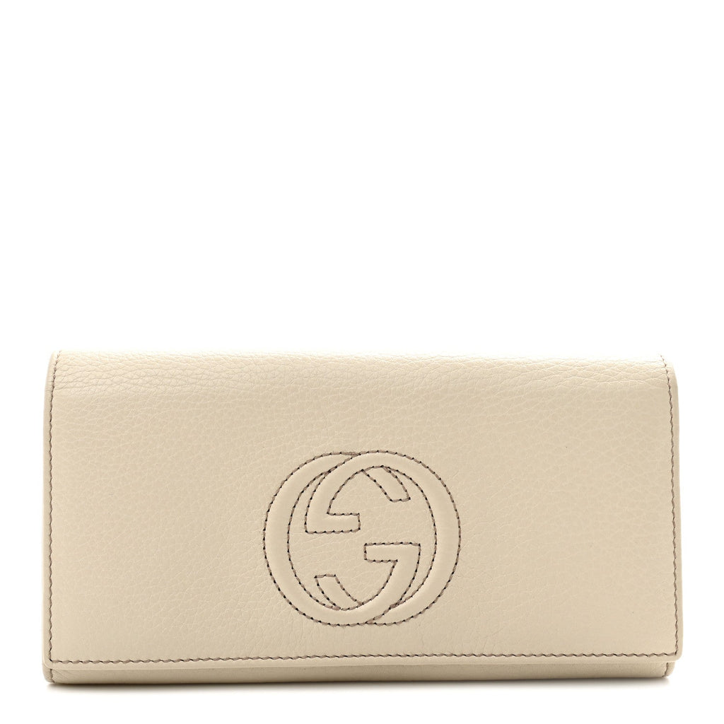 Pebbled Calfskin Large Soho Continental Wallet Off White
