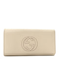 Pebbled Calfskin Large Soho Continental Wallet Off White