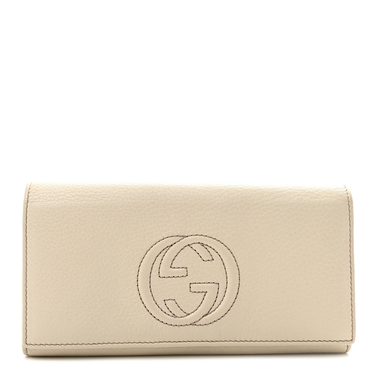 Pebbled Calfskin Large Soho Continental Wallet Off White
