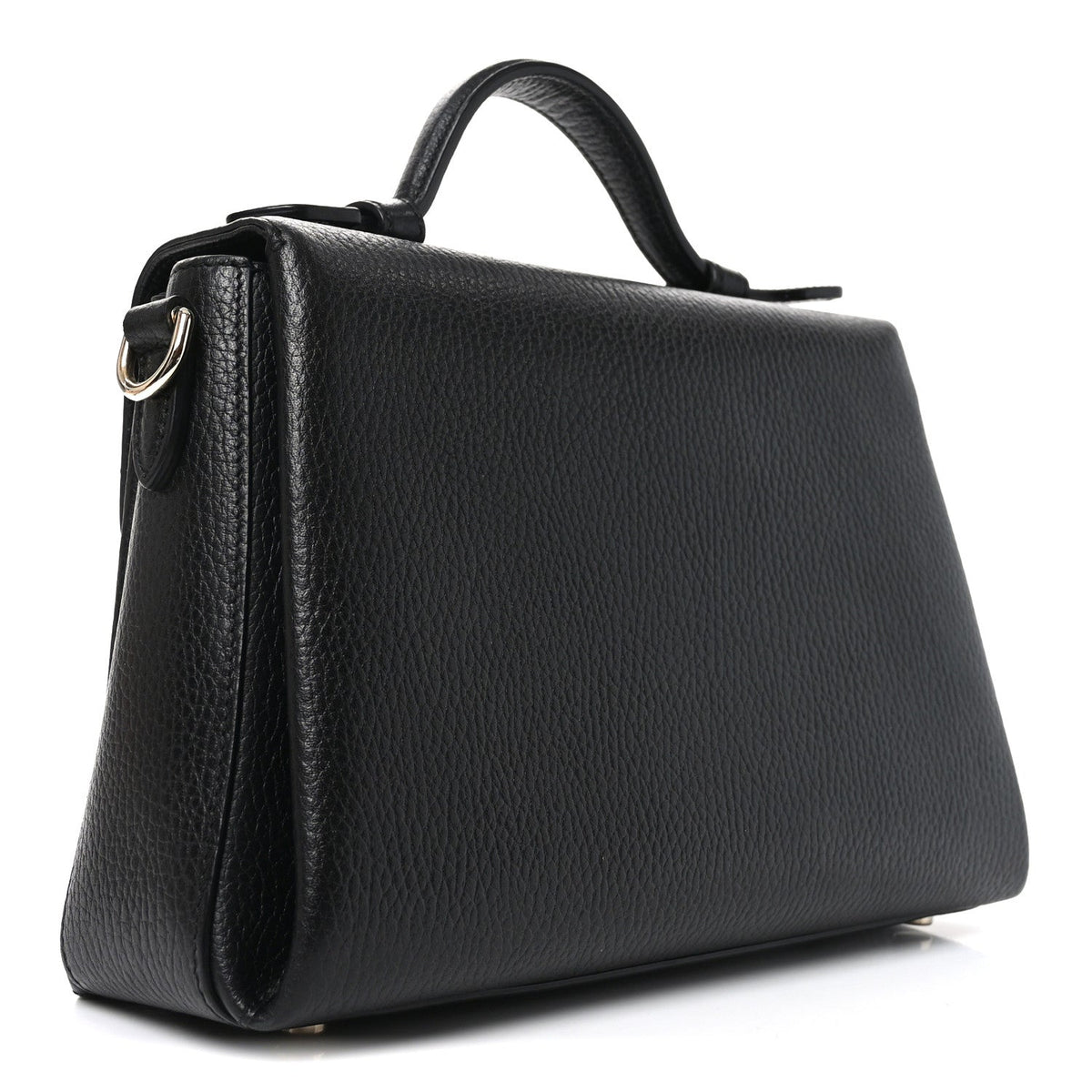 Dollar Calfskin Interlocking G Top Handle Shoulder Bag Black