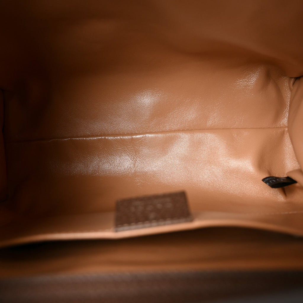 Monogram Jumbo GG Textured Dollar Calfskin Small Diana Tote Bag Camel Ebony New Acero