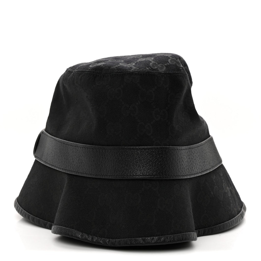 Monogram Textured Dollar Calfskin GG Jago Bucket Hat XL Black
