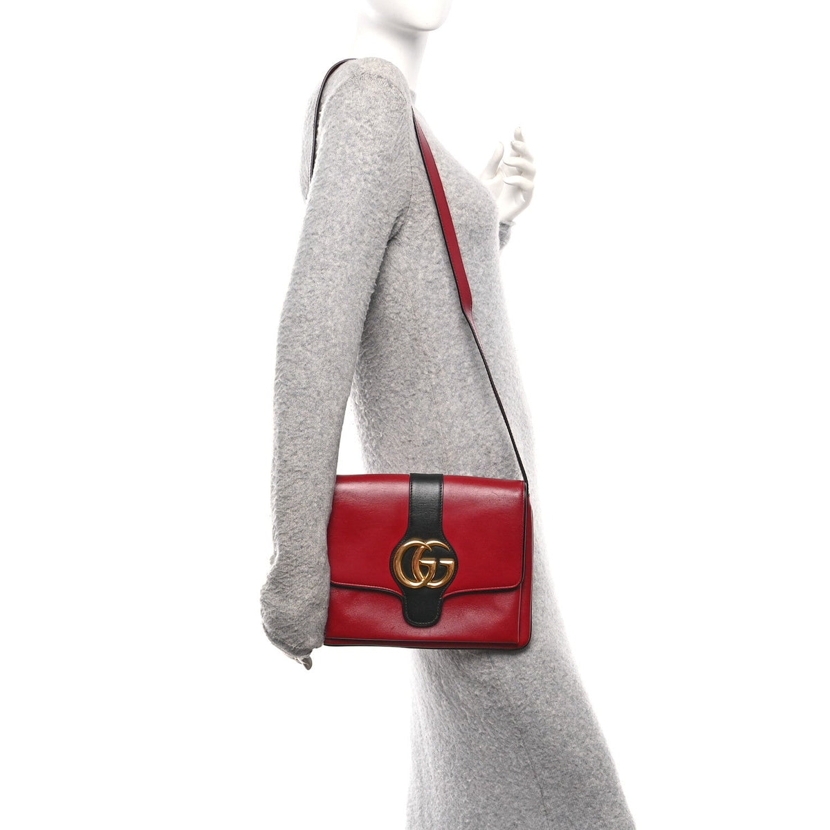 Calfskin Medium Arli Flap Shoulder Bag New Cherry Red Black