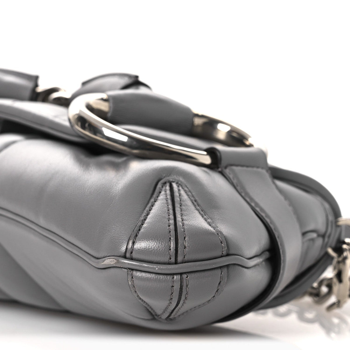 Nappa Vertical Matelasse Medium Maxi Horsebit Chain Shoulder Bag Grey
