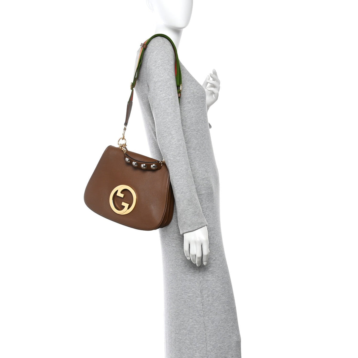Roxy Calfskin Web Medium Blondie Shoulder Flap Bag Cuir
