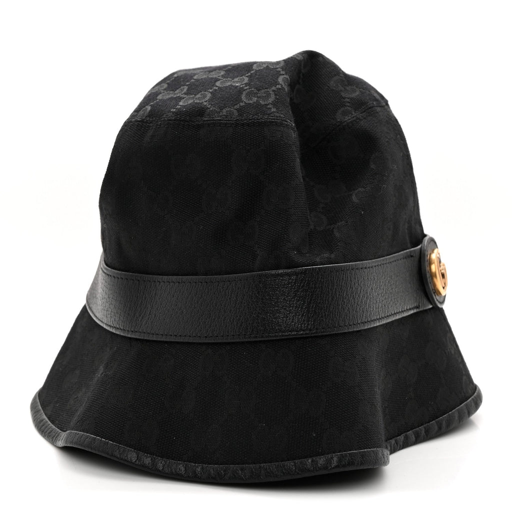Monogram Textured Dollar Calfskin GG Jago Bucket Hat XL Black