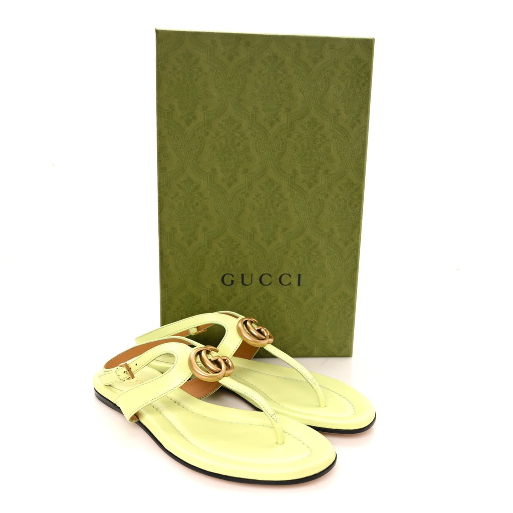 Calfskin Double G Thong Flat Sandals 36.5 Pistachio Green