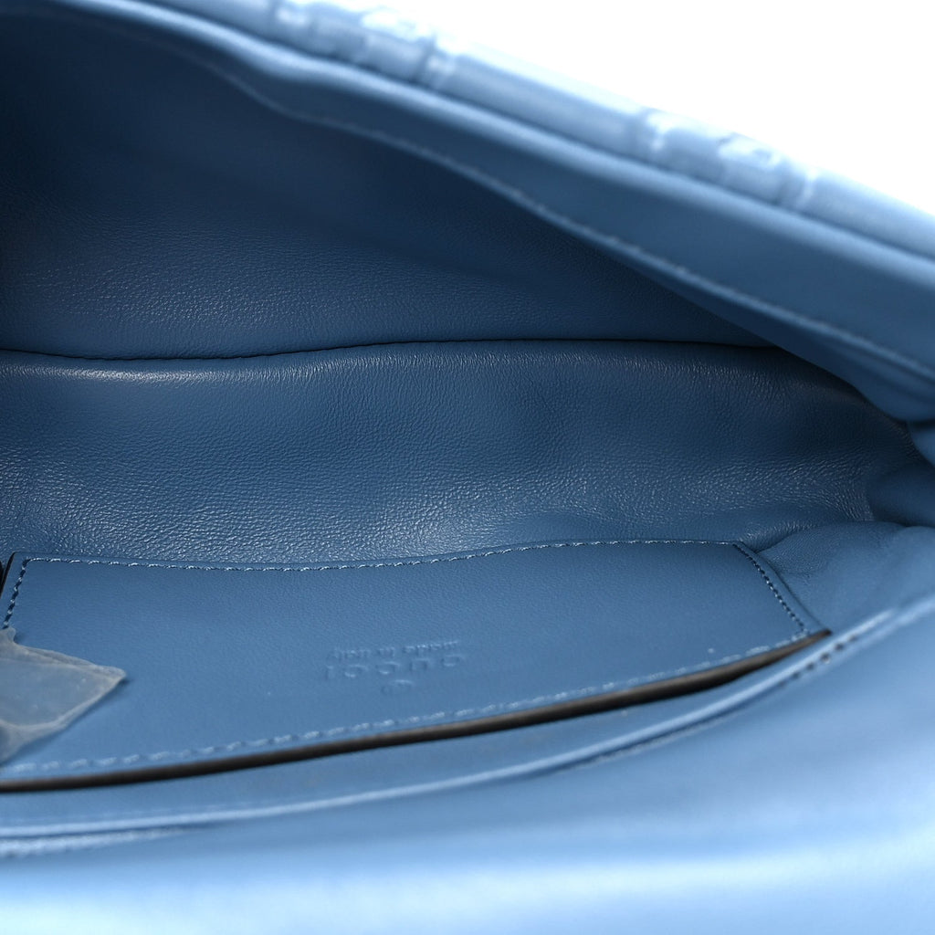 Lambskin Embossed Mini GG Milano Top Handle Shoulder Bag Blue