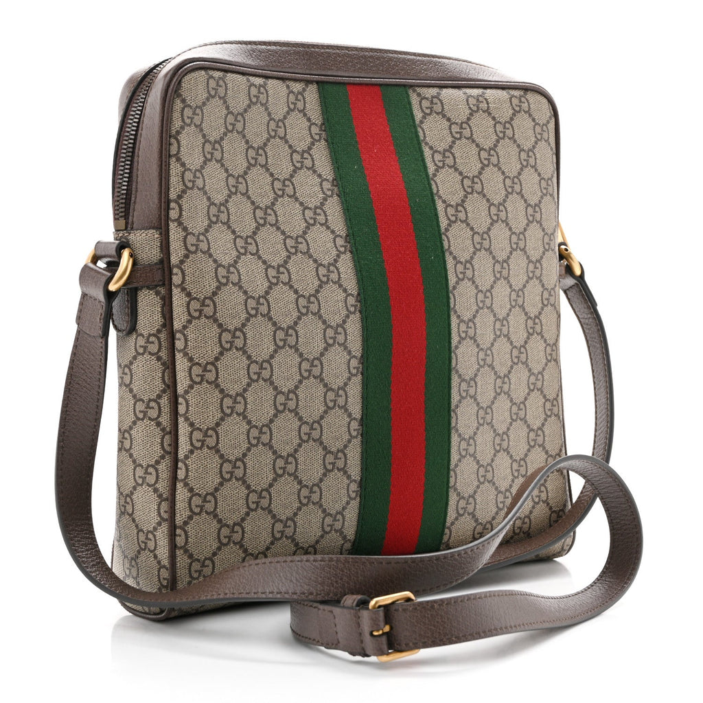GG Supreme Monogram Web Medium Ophidia Messenger Bag Brown