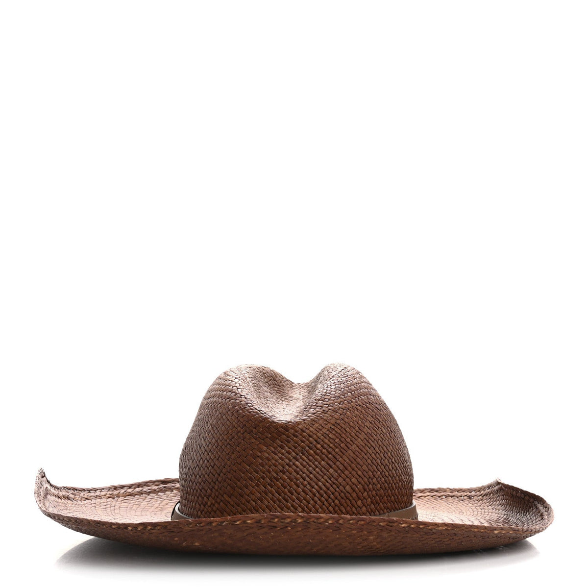 Straw Calfskin Wide Brim Hat M Brown