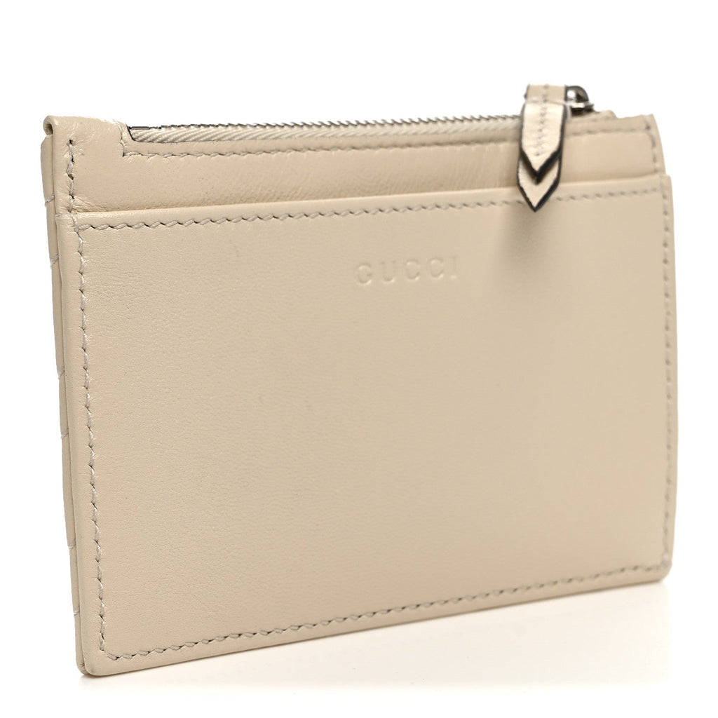 Lambskin Matelasse Monochrome GG Marmont Zip Key Pouch New Ivoire