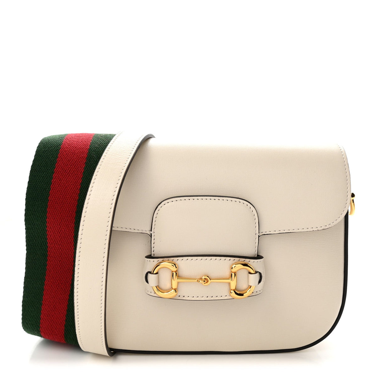 Azalea Calfskin Web Mini Horsebit 1955 Shoulder Bag Mystic White