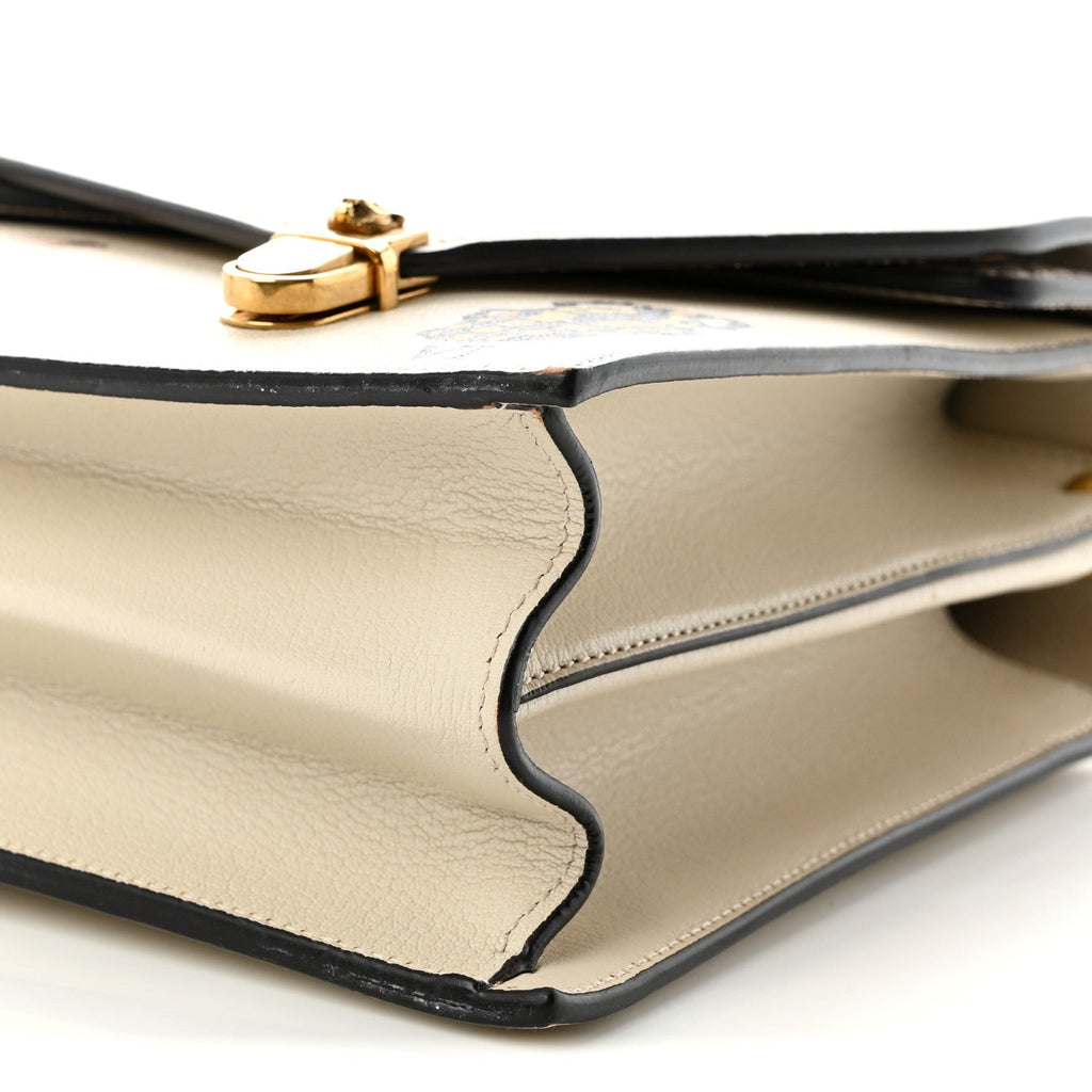 Calfskin Snakeskin Studded Medium Ottilia Top Handle Bag White
