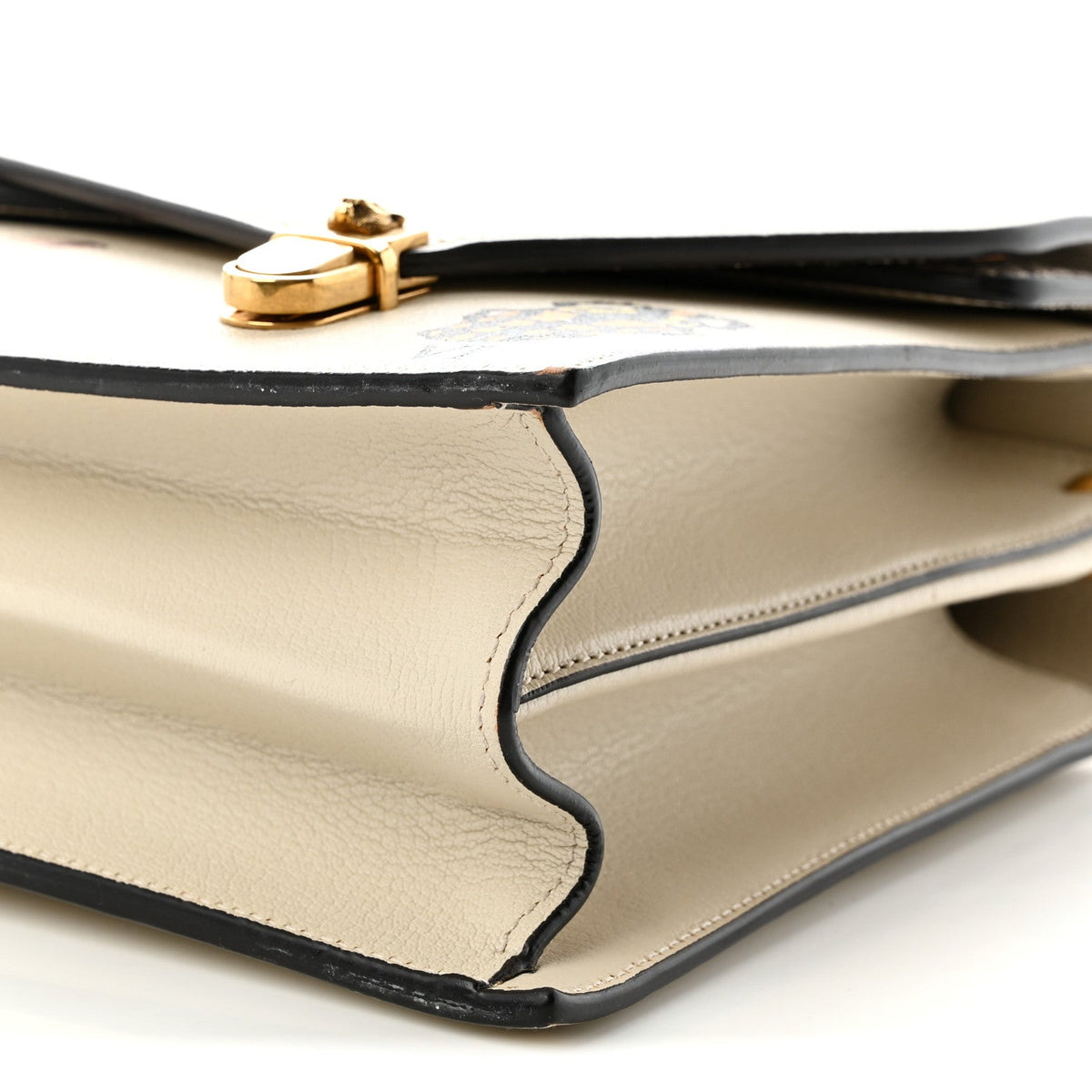 Calfskin Snakeskin Studded Medium Ottilia Top Handle Bag White