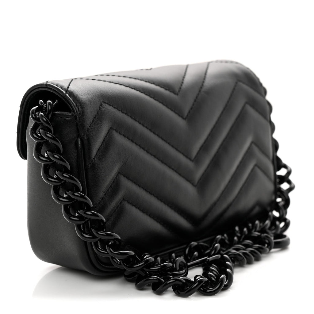 Calfskin Matelasse Monochrome GG Marmont Chain Belt Bag Black