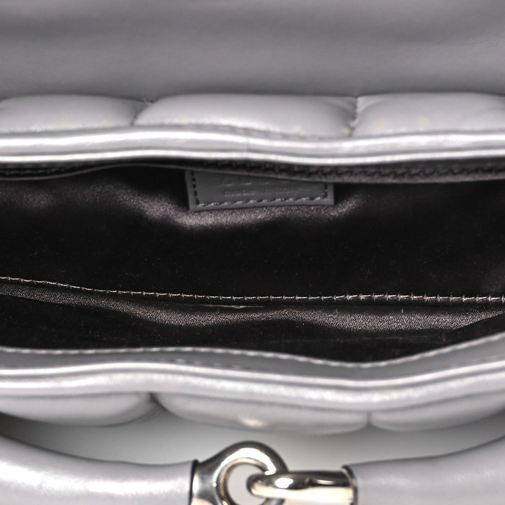 Nappa Vertical Matelasse Medium Maxi Horsebit Chain Shoulder Bag Grey