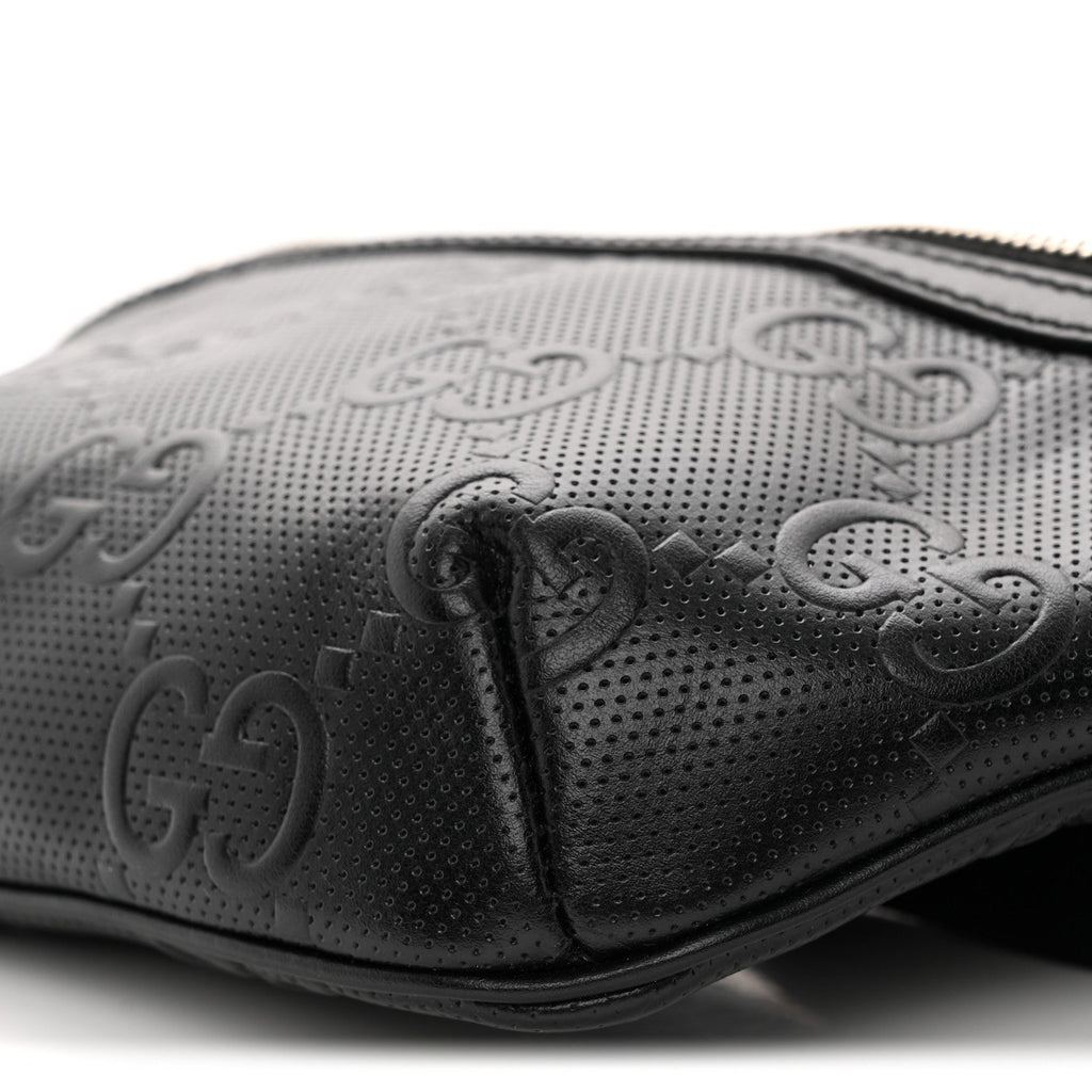 Calfskin GG Tennis Embossed Belt Bag Black