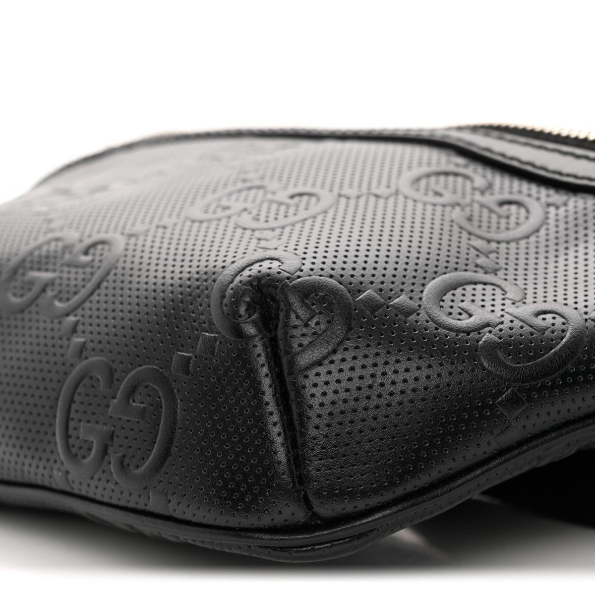 Calfskin GG Tennis Embossed Belt Bag Black