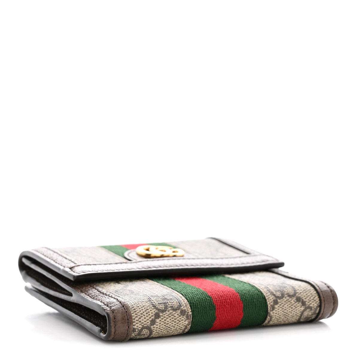GG Supreme Monogram Web Ophidia French Flap Wallet Beige New Acero