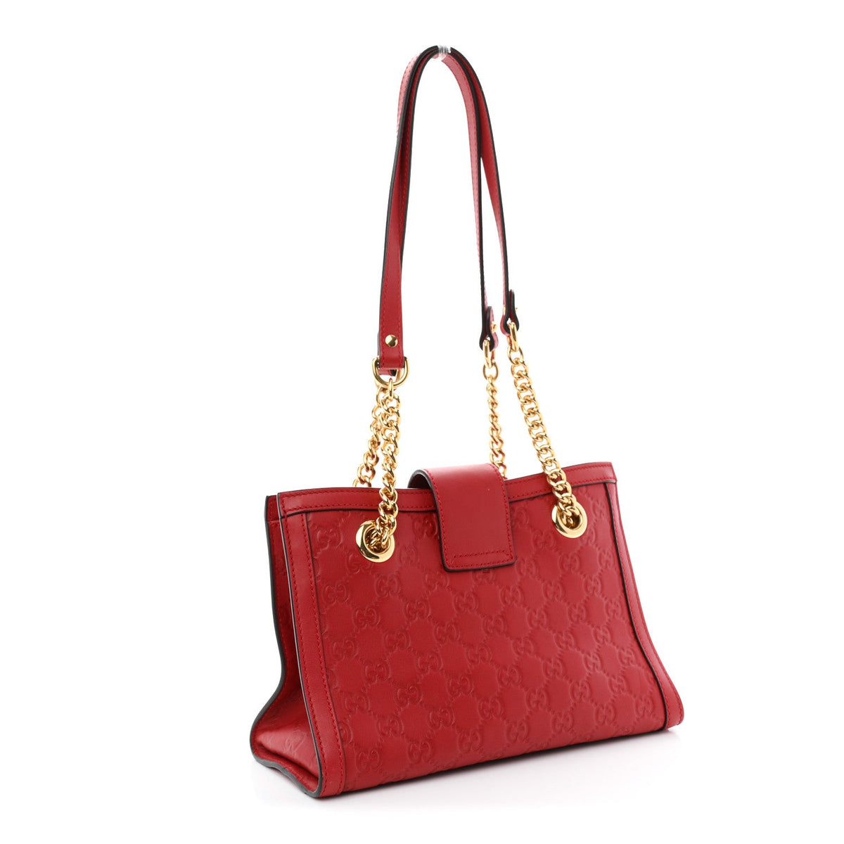 Guccissima Small Padlock Tote Red