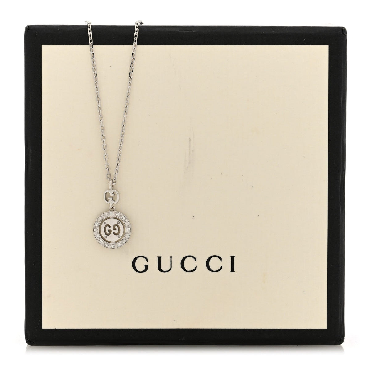 18K White Gold Diamond 10mm Icon Twirl Pendant Necklace